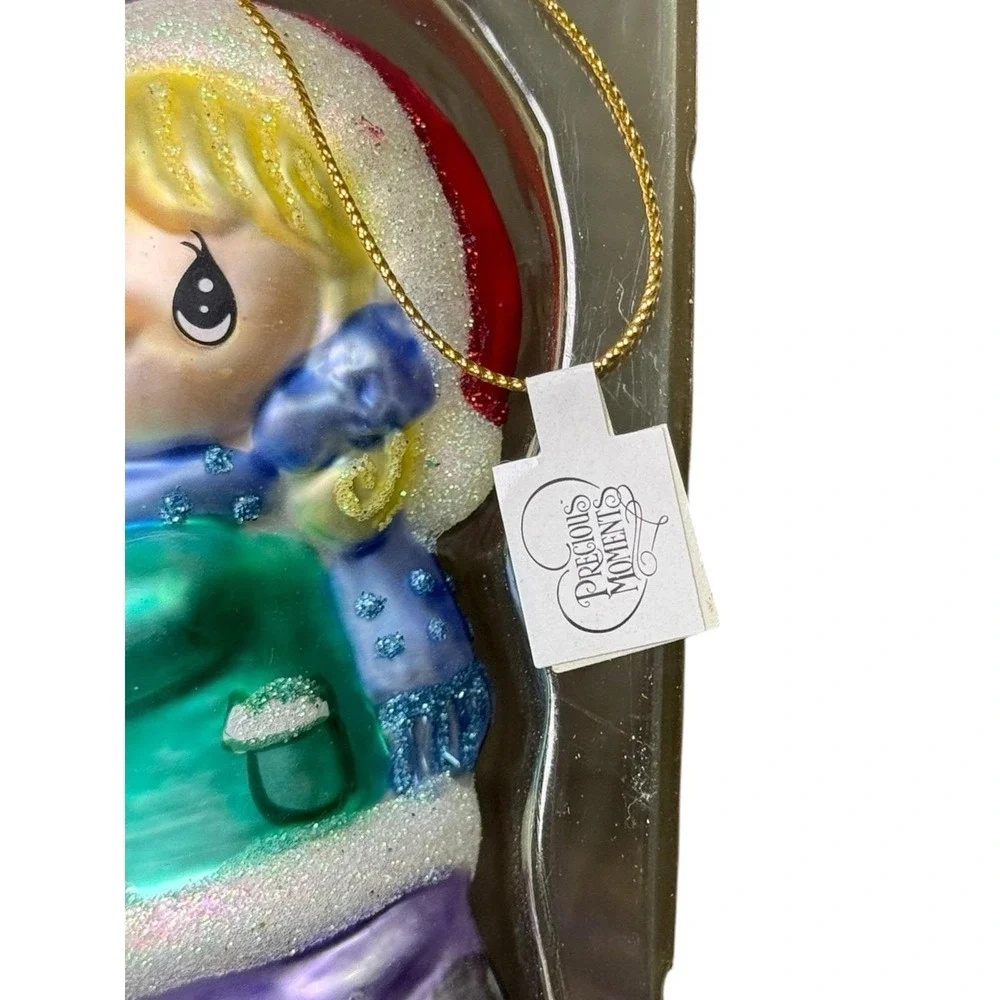 Precious Moments Blown Glass Ornament – Girl With Snowman‎ BRANDNEW!